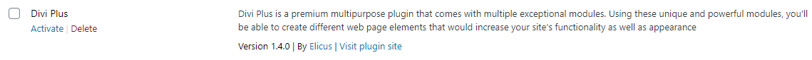 Activate divi plus multipurpose plugin