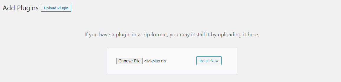Upload divi plus plugin